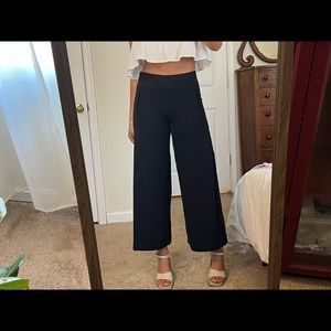 Zara Navy Wide-Leg Cropped Pants SZ:XS